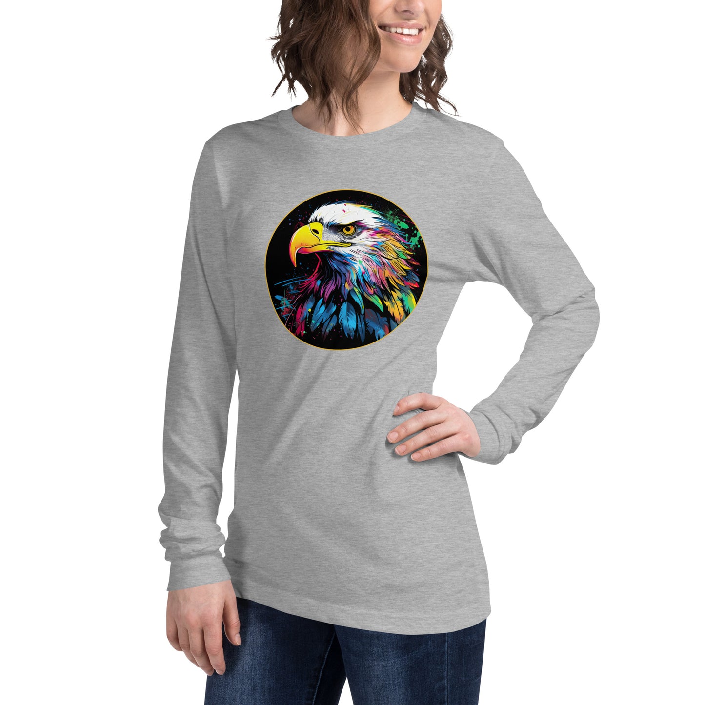 Watercolor Bald Eagle Women's T-Shirt, Long Long Sleeve