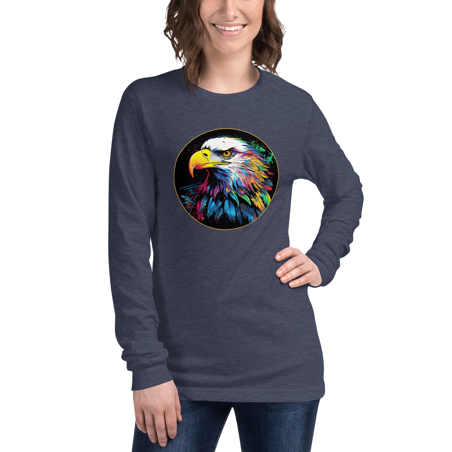 Watercolor Bald Eagle Women's T-Shirt, Long Long Sleeve