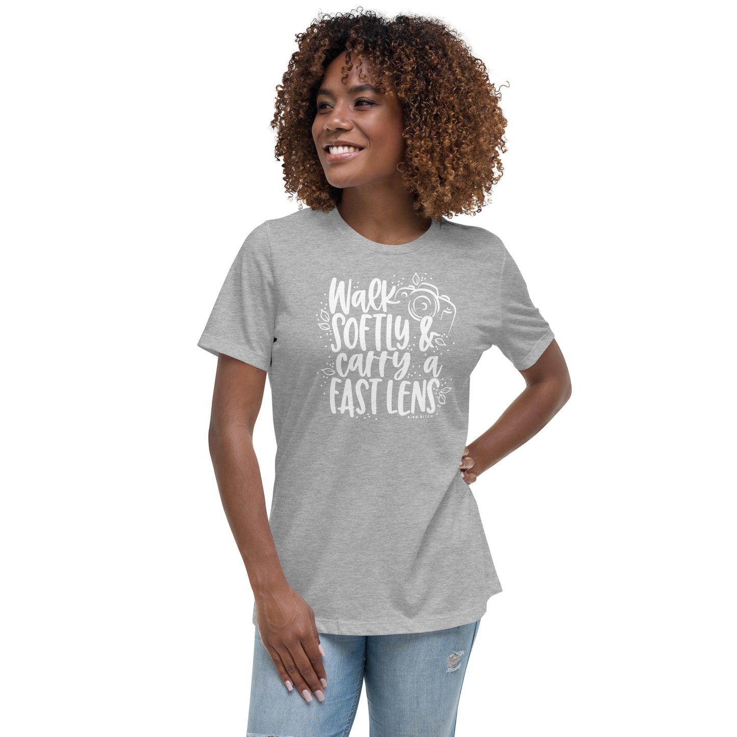 Walk Softly & Carry a Fast Lens, Women's Relaxed T-Shirt