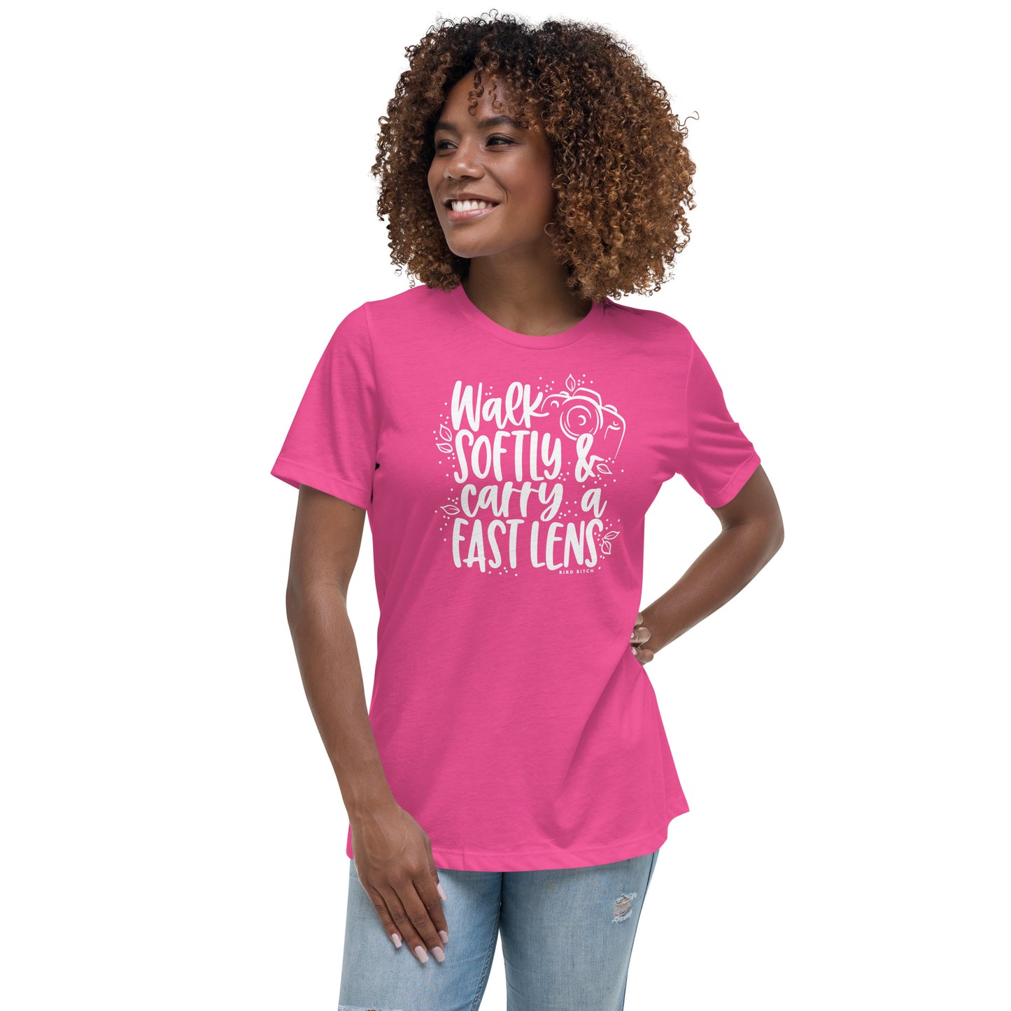 Walk Softly & Carry a Fast Lens, Women's Relaxed T-Shirt