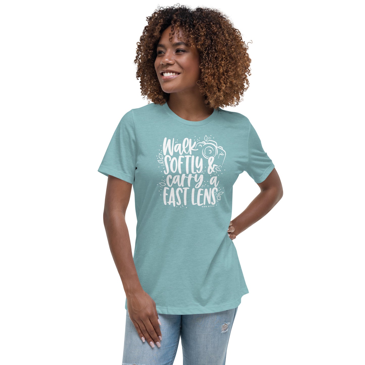 Walk Softly & Carry a Fast Lens, Women's Relaxed T-Shirt