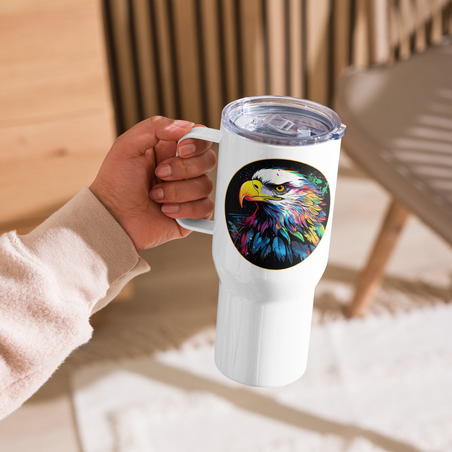 Bald Eagle Watercolor Travel Mug