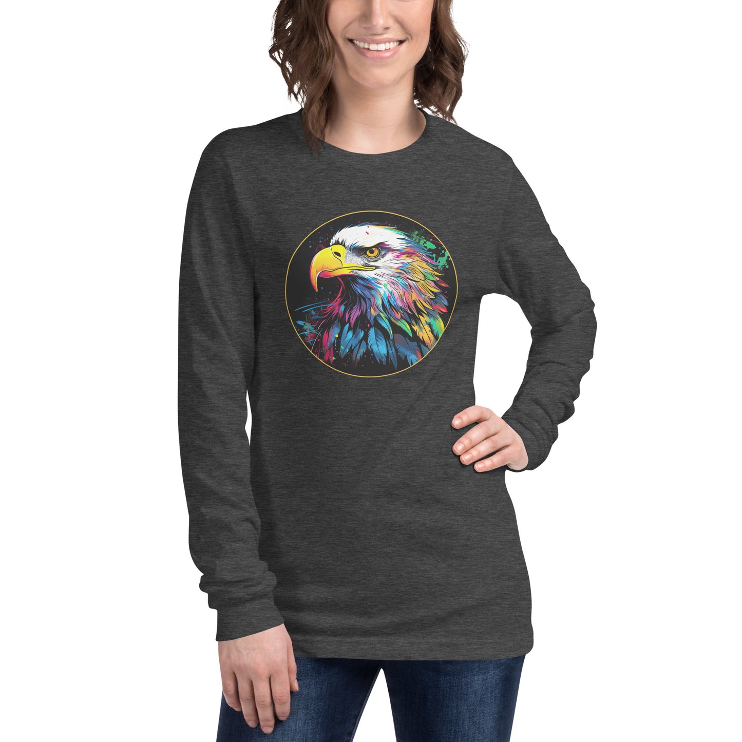 Watercolor Bald Eagle Women's T-Shirt, Long Long Sleeve