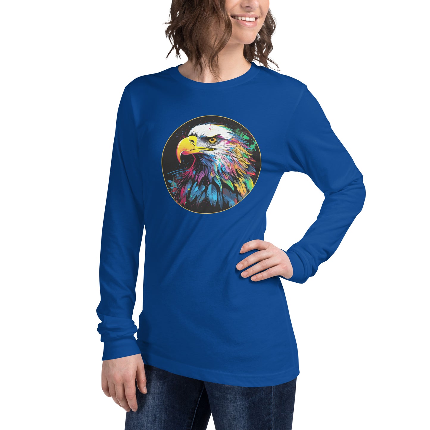 Watercolor Bald Eagle Women's T-Shirt, Long Long Sleeve