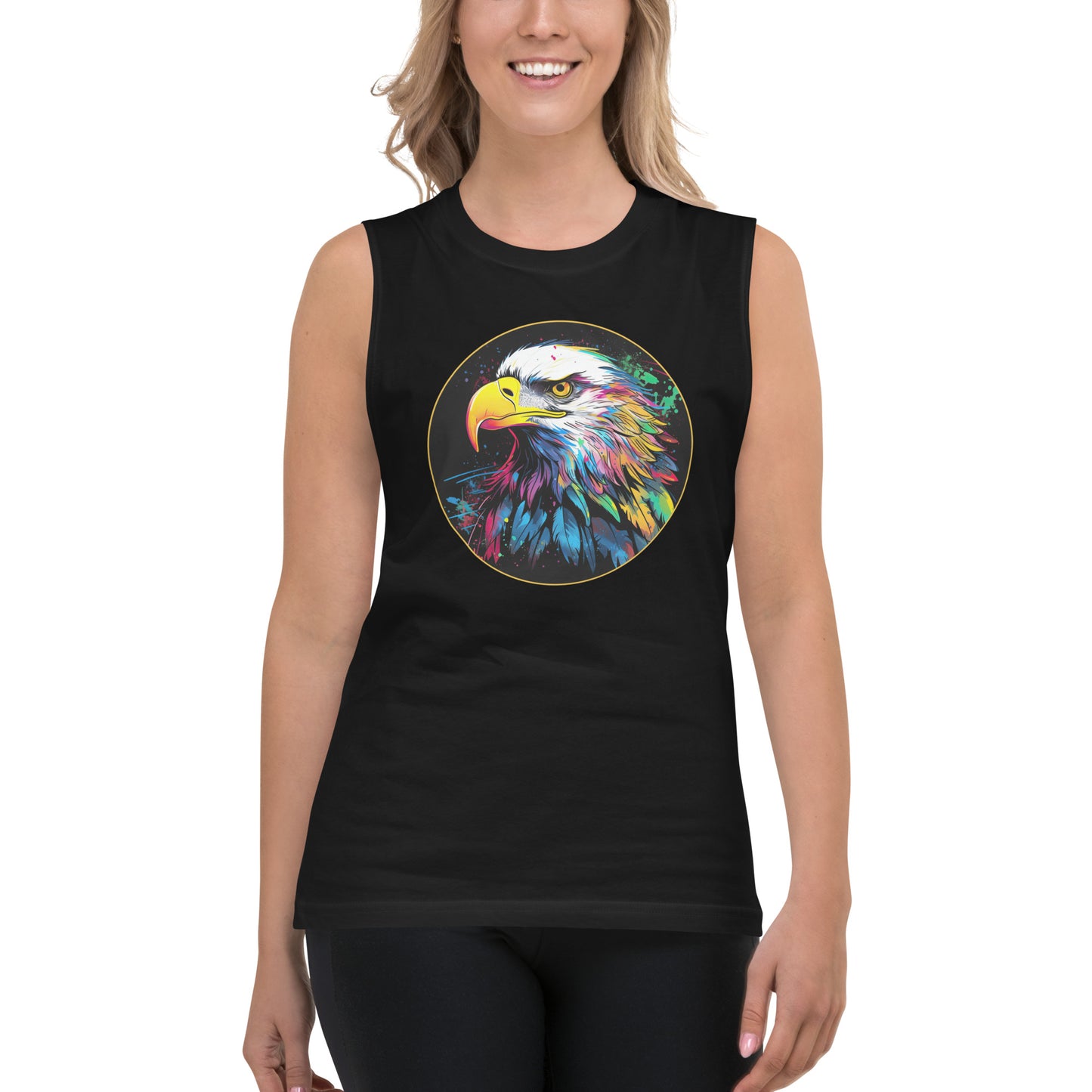 Bald Eagle Watercolor, Women's Black Muscle Shirt