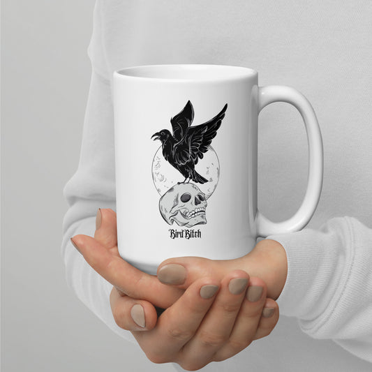 Gothic Bird Bitch Raven Mug, Double Sided