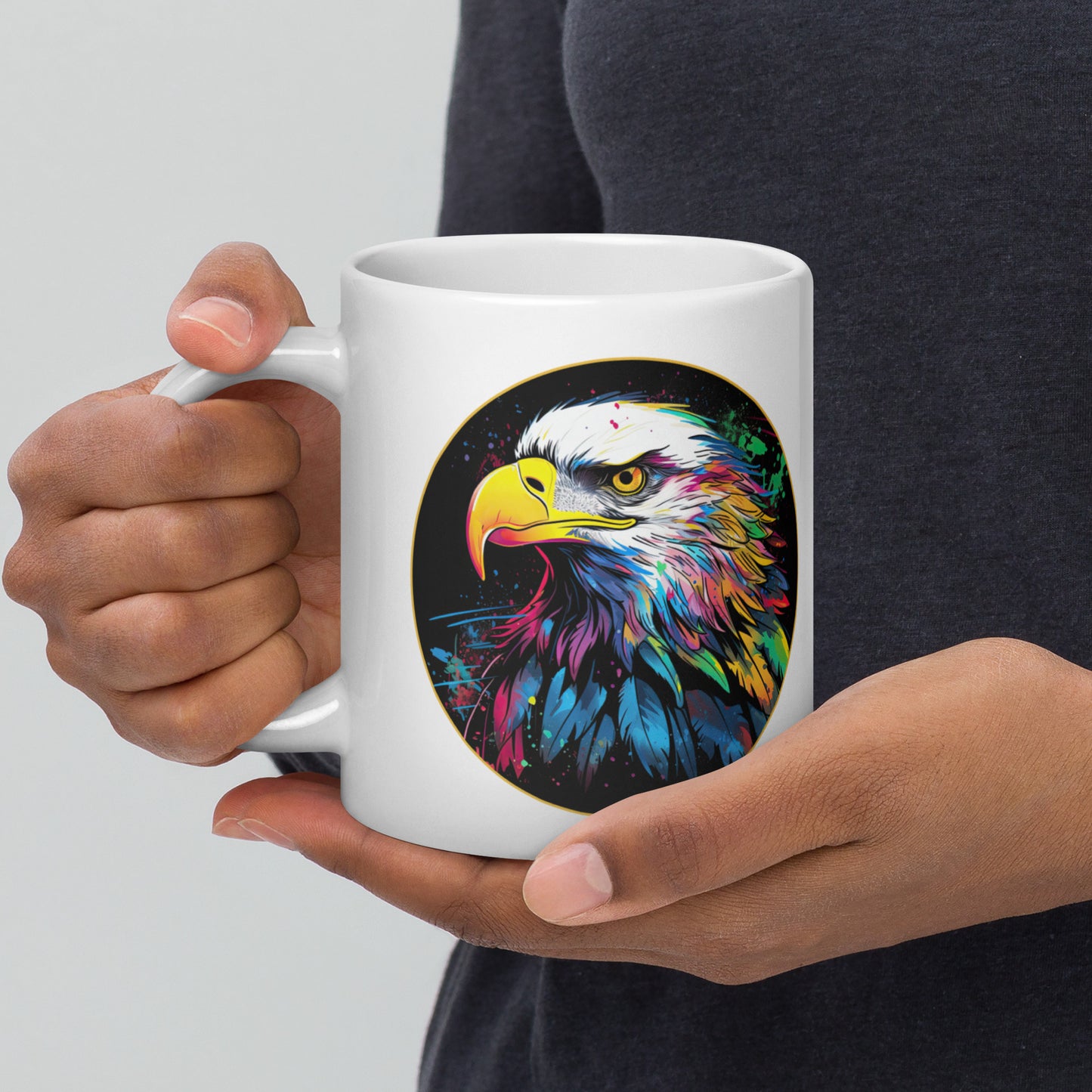 Bald Eagle Watercolor, White Glossy Mug