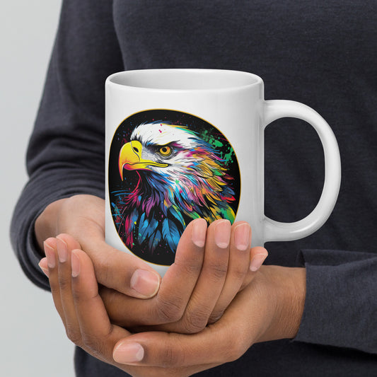 Bald Eagle Watercolor, White Glossy Mug