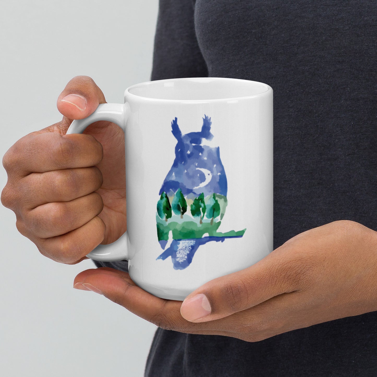 Night Owl, White glossy mug