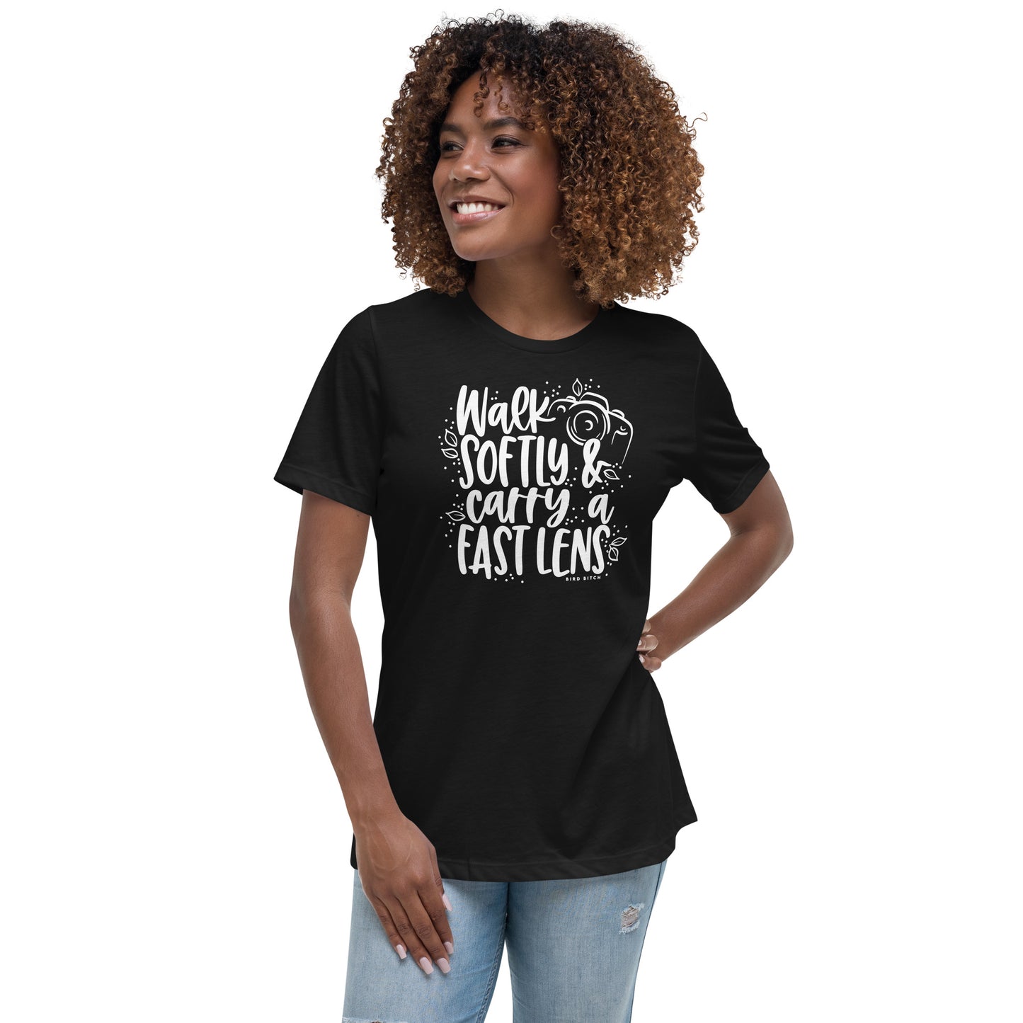 Walk Softly & Carry a Fast Lens, Women's Relaxed T-Shirt